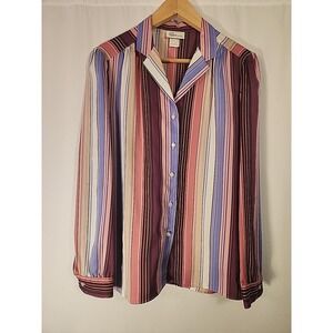 Levi Strauss Striped Blouse Long Sleeve Button Up Vintage 80s Retro Womens 16